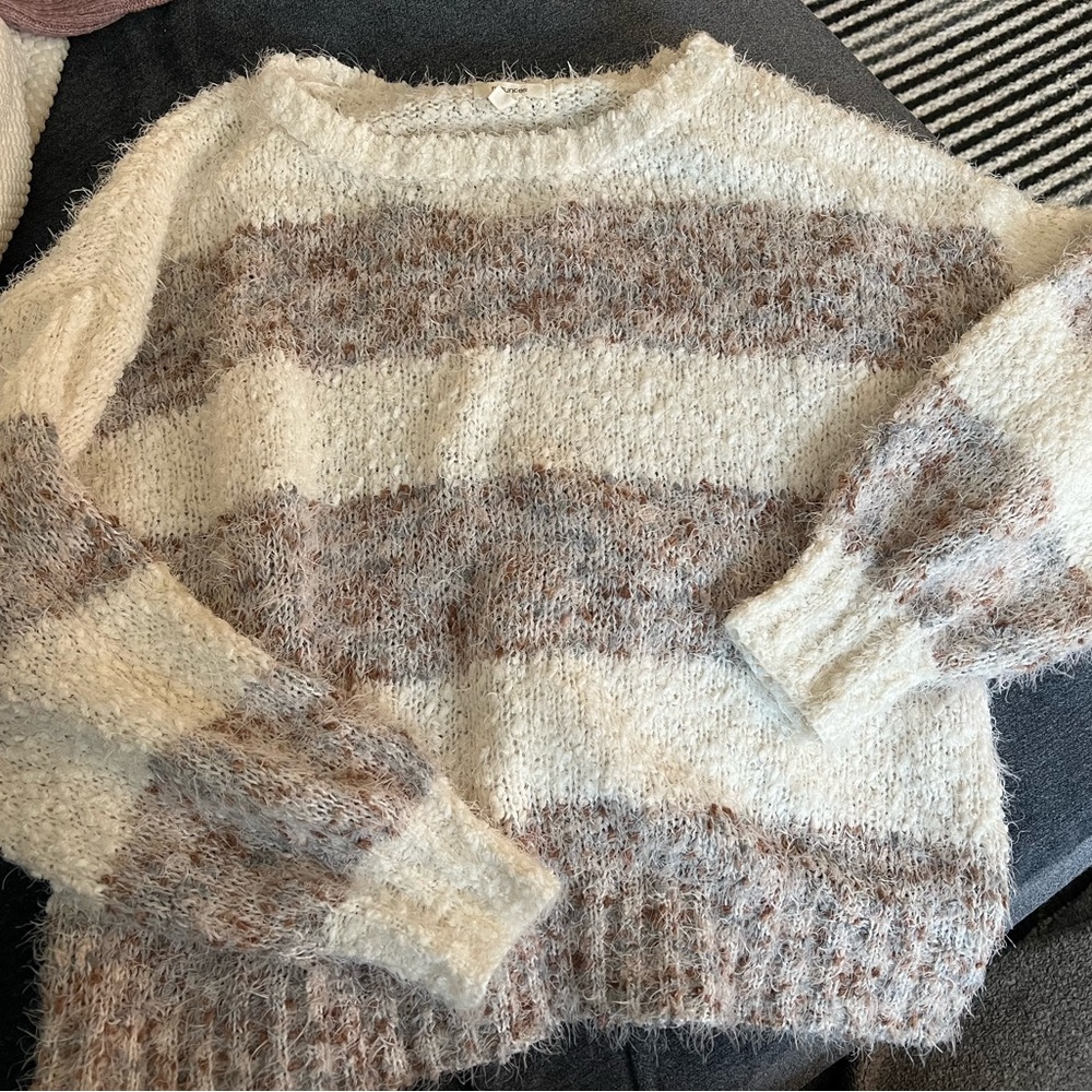 Cozy Striped Sweater - Cream and Brown